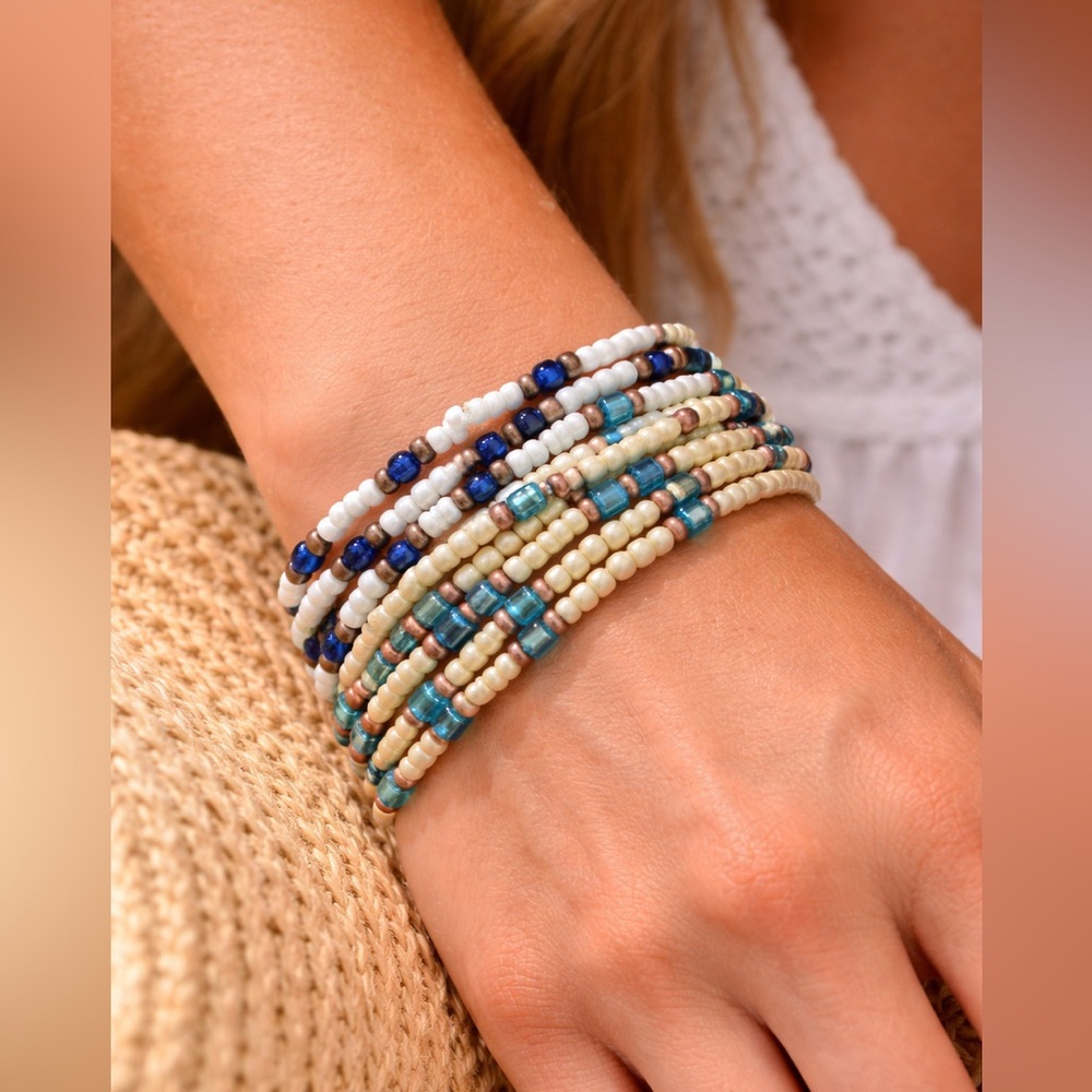 Beachy Beaded Bracelet Set Handmade